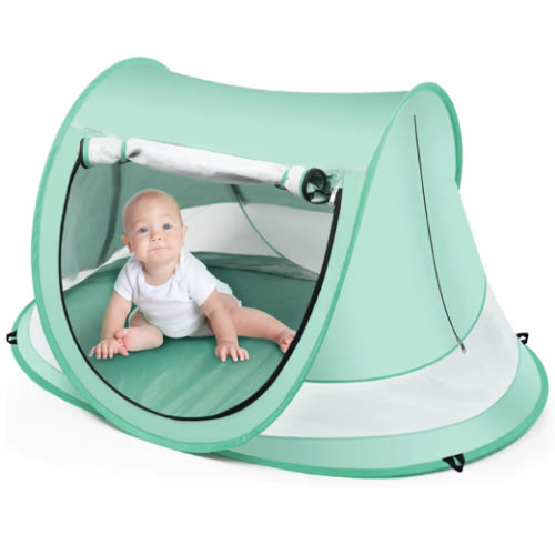 Baby Beach Tent,Large Pop Up Beach Tent Sun Shade for Beach,Portable Baby Travel Tent with Mosquito Net,Indoor Baby Play Tent,UPF 50+ UV Protection Sun Shelters for Infants