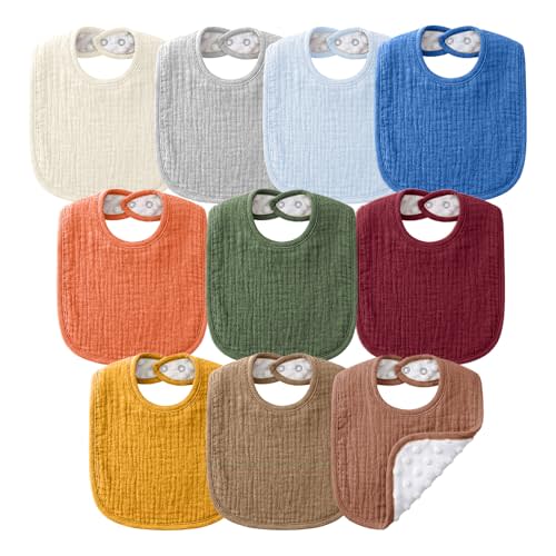 NISXABEBE Muslin Baby Bibs for Unisex Boys Girls, Cotton Drool Bibs, Adjustable Newborn Bibs for Drooling and Teething