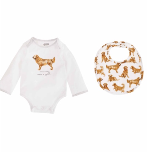 Golden Dog Bodysuit and Bib Set | Mud Pie