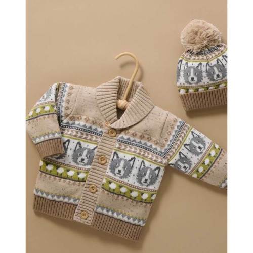 Sheep Dog Cardigan Herding Farisle - Purebaby | Maisonette