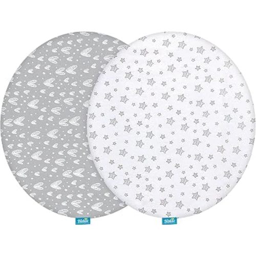 Bassinet Sheets for Fisher-Price On-The-Go Baby Dome, 2 Pack(Gray Print)