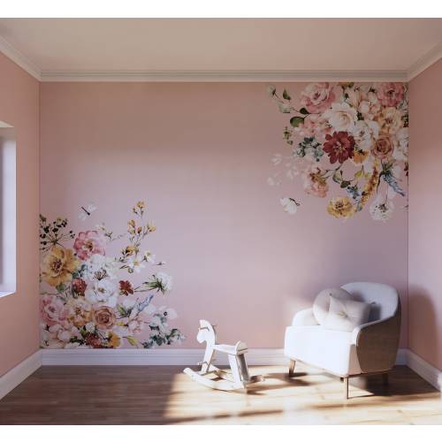 Floral Corner Wall Decals: Wild Garden Nursery Decor