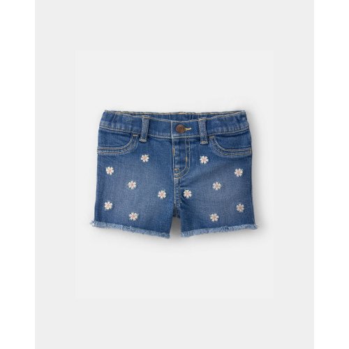 Baby Girl Daisy Denim Embroidered Shorts - Dark Wash - OshKosh B'gosh | Carter's