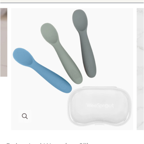 WeeSprout | Baby Led Weaning Silicone Spoons with Travel Case | Set of 3