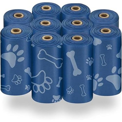 Best Pet Supplies Dog Poop Bags (150 Bags) for Waste Refuse Cleanup, Doggy Roll Replacements for Outdoor Puppy Walking and Travel, Leak Proof and Tear Resistant, Thick Plastic - Royal Blue