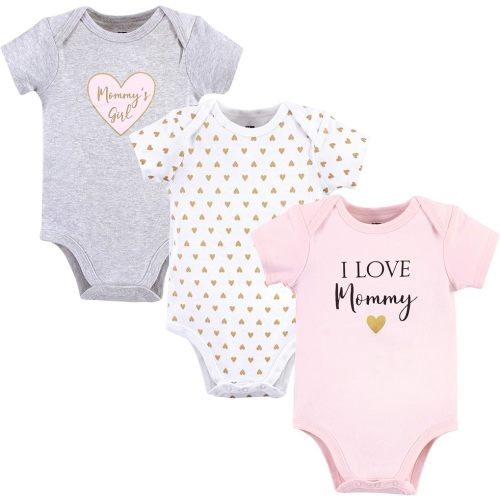 Hudson Baby Unisex Baby Cotton Bodysuits Baby and Toddler T Shirt Set, Girl Mommy, 3-6 Months US