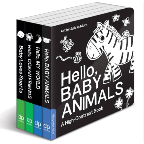 High Contrast Baby Book Set: 4 Board Books for Newborns