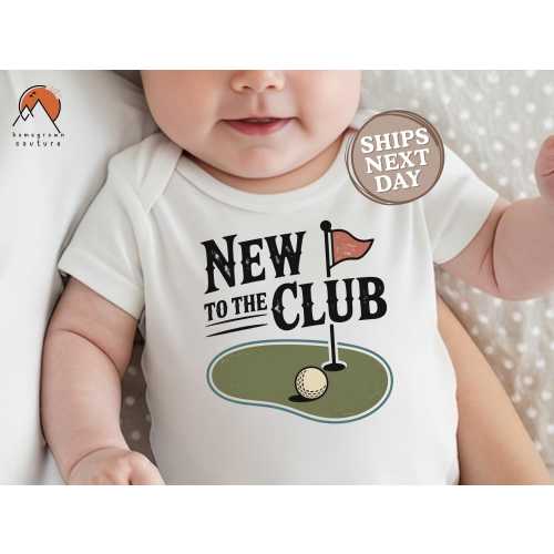 Golf Baby Outfit New to the Club Baby Onesie® Golf Baby Outfit Newborn Golf Bodysuit Baby Golf Announcement Onesie® Golf Baby Romper Outfit