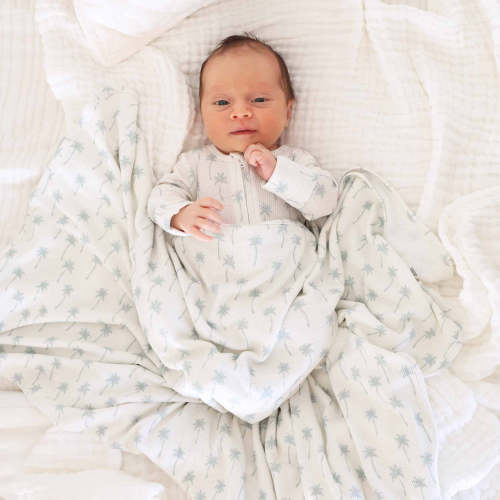Preppy Palms Bamboo Waffle Oversized Swaddle Blanket