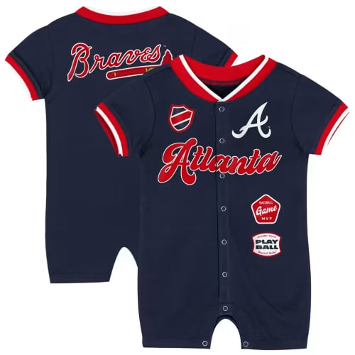 Atlanta Braves Outerstuff Newborn Pinch Coverall - Navy