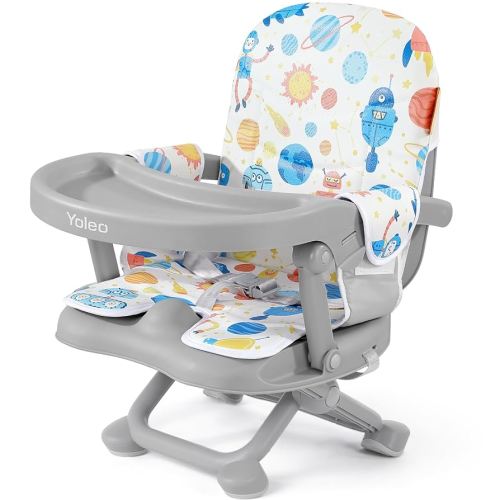 YOLEO Baby High Chair Booster Seat for Dining Table, Adjustable Height Travel Foldable High Chairs with Tray
