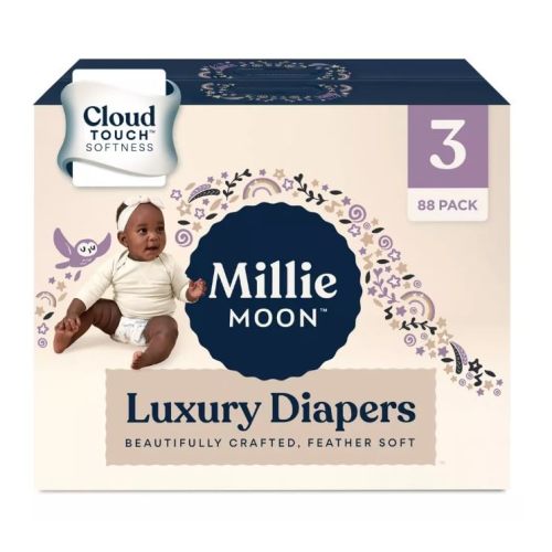 New~Millie~Moon Lux~URY Diapers – Ultra Soft CloudTouch Diapers with 12 Hour Absorbency (Size3-88Count)