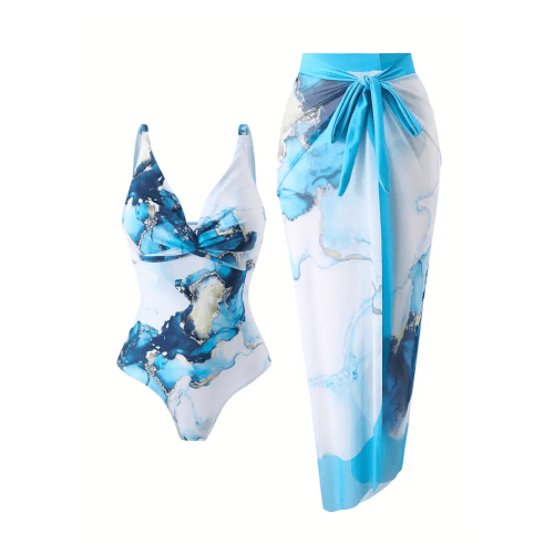 Women's One Piece Swimsuit with Cover Up - Floral Print Bikini Set Two Piece Bathing Suit Beach Cover Up Sets, Adjustable Straps, Summer Swimwear