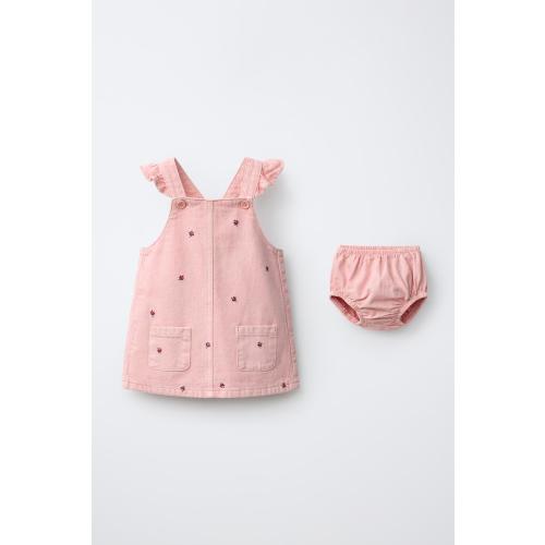 Floral Twill Pinafore Set - Pink | ZARA United States