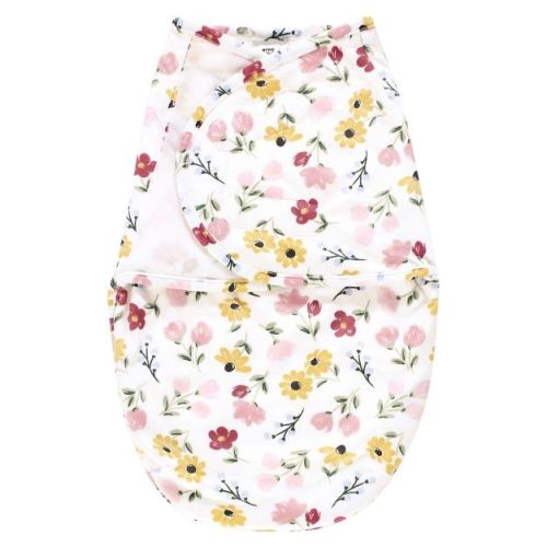 Hudson Baby Infant Girl Plush Faux Fur Swaddle Wrap, Soft Painted Floral, 0-3 Months
