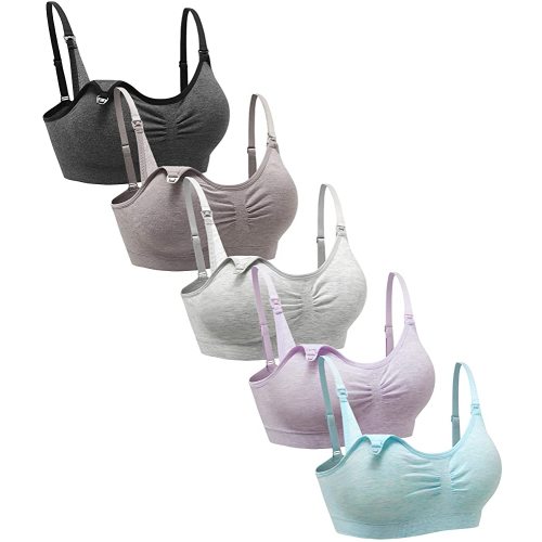 Suekaphin 5PACK Nursing Bra Wireless Bra Women's Sleeping Maternity Bra Breastfeeding Bra