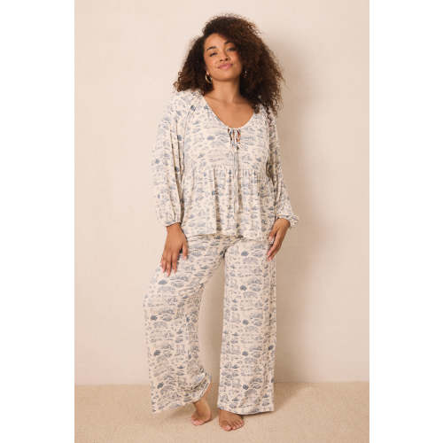 Bleu Toile Tie-Top Long-Sleeve Women’s Sleep Set