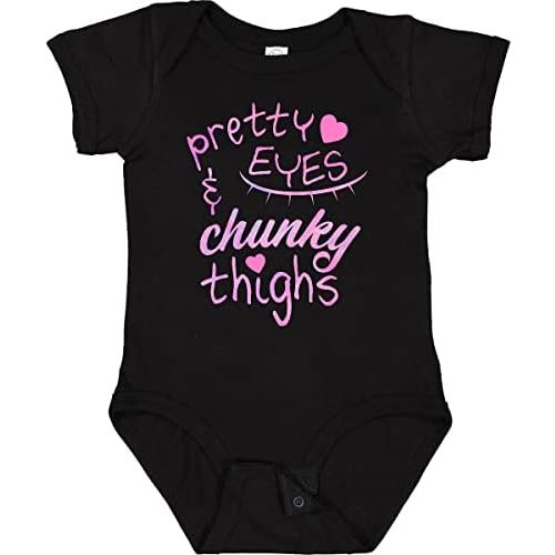 inktastic Pretty Eyes and Chunky Thighs Baby Bodysuit