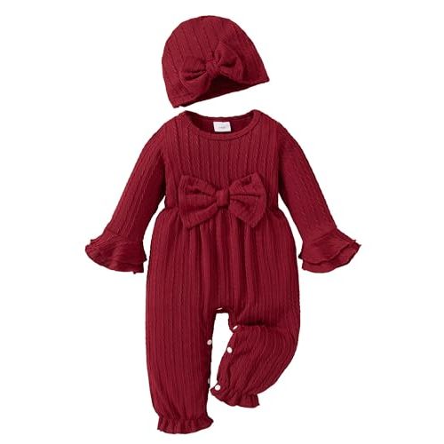 Mioglrie Newborn Baby Girl Clothes Preemie Clothes Girl Infant Fall Winter Outfits Jumpsuits Baby One-Piece Romper