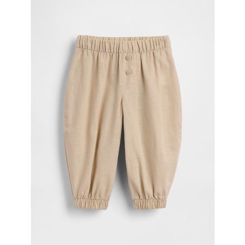 Baby Linen-Cotton Pull-On Barrel Pants