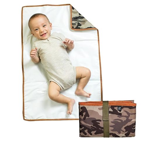 J.L. Childress Full Body Portable Changing Pad for Babies - Diaper Changing Mat for Travel, Baby Accessory Essentials, Wipeable & Water-Resistant, Foldable & Compact, Extra Large - Natural Camo