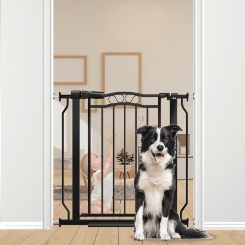 FURDEAR Extra Wide Baby Gate for Doorways 29.9"-33.6" Metals Blcak