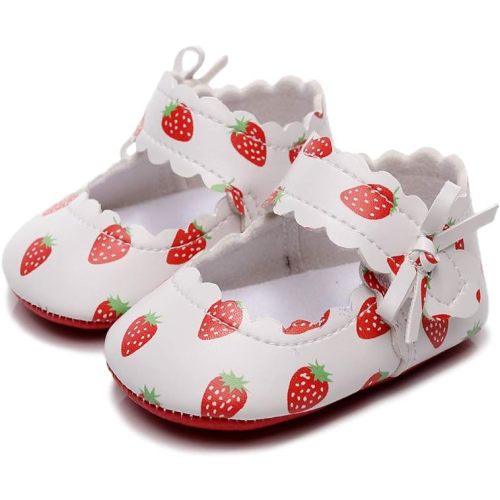 SIZE 0-6 MONTHS Baby Girls Ballet Dress Shoes - Mary Jane Soft Sole Sidebow Toddler Moccasins