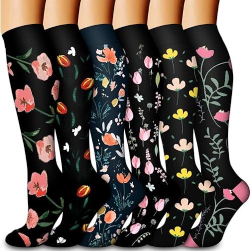 Laite Hebe Compression Socks for Women & Men Circulation(6 pairs)-Graduated Supports Socks for Running, Athletic Sports