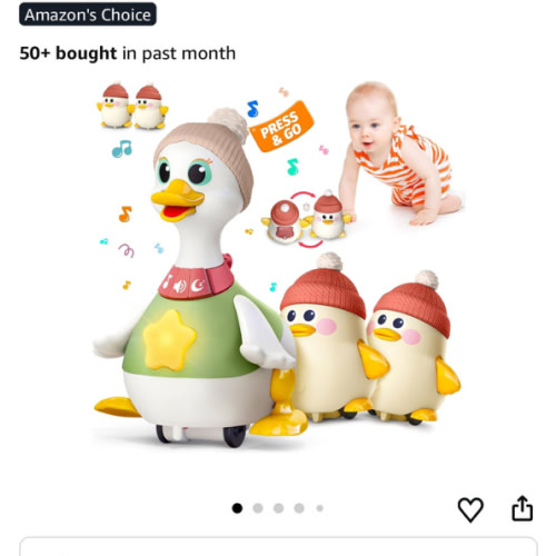 Musical Lullaby Crawling Duck Toy - Interactive Baby Toy with Waddling & Calming Lights for Tummy Time, Bedtime & Crawling Training | BPA-Free Infant Gift for 6-12 Months