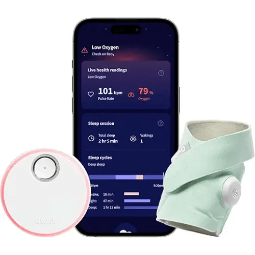 Owlet Dream Sock Smart Wearable Baby Monitor Tracks Heart Rate & Oxygen in Real Time Parents Receive Alerts, Sleep Insights & More via App - Mint