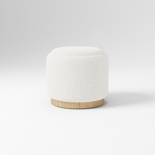 Elora Storage Ottoman, Performance Chunky Boucle White Blonde