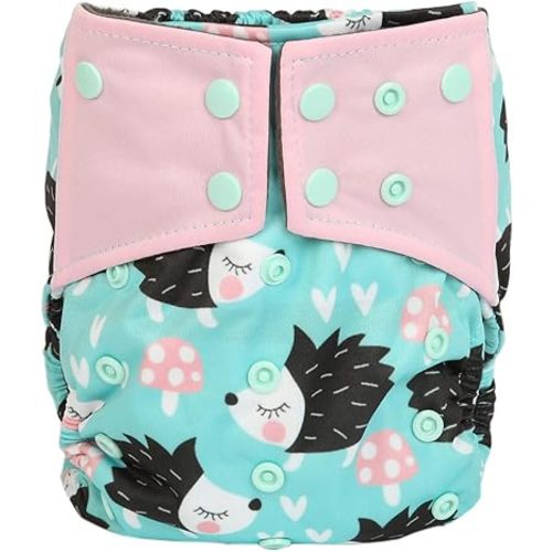 AIll in One Night AIO Cloth Diaper Nappy Sewn in Insert Reusable Washable (Hedgehogs) Medium