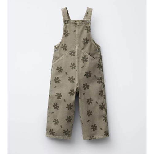 FLORAL TWILL OVERALLS - Brown | ZARA United States