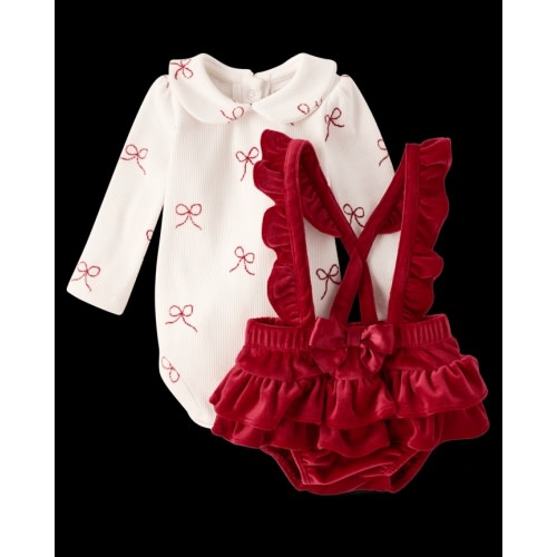 Baby Girls Ruffle Bubble Skirt 2-Piece Playwear Set - White