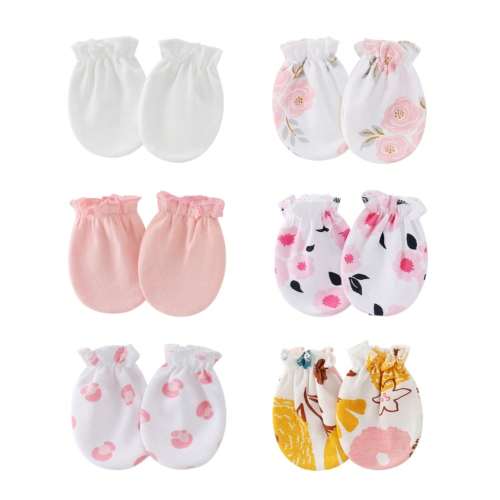 6 Pairs 0-6 Months Baby Mittens, Soft & Skin-Friendly, Newborn Anti-Scratch Hand Protector, Multi-Color Combo Set