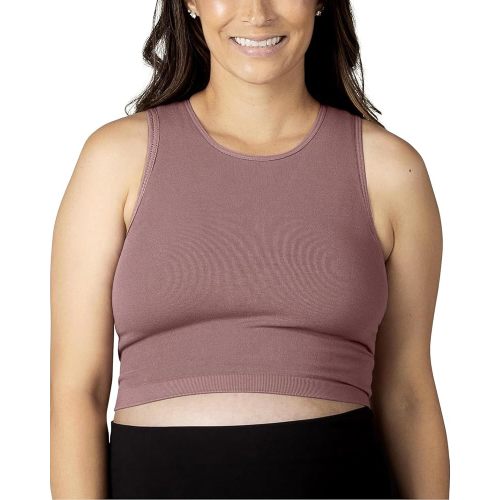 Kindred Bravely Sublime Longline Nursing Bras for Breastfeeding, Soft Nursing Crop Tank Maternity Bra with Built in Shelf Bra