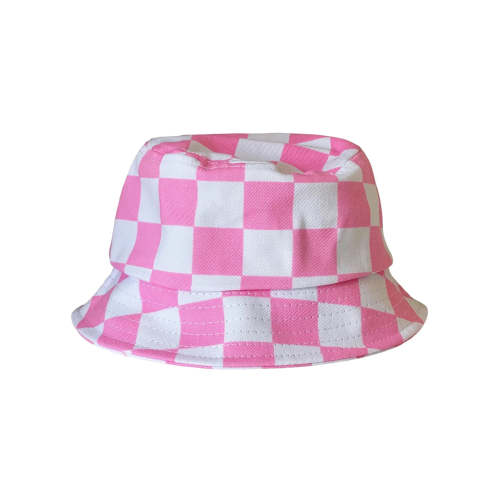 Kids Bucket Hat, Pink Checkerboard