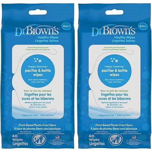 Dr. Brown's Pacifier and Bottle Wipes, 40 Count (Pack of 2)