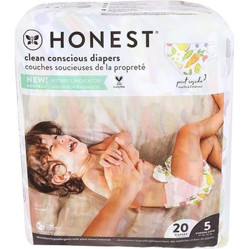 The Honest Company - Eco-Friendly and Premium Disposable Diapers - Pandas, Size 5 (27+ lbs), 20 Count
