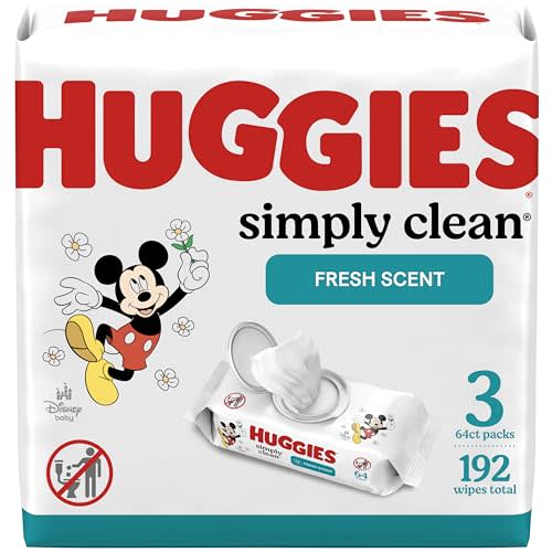 Huggies Simply Clean Fresh Scent Baby Wipes, 3 Flip-Top Packs of 64 (192 Wipes Total)