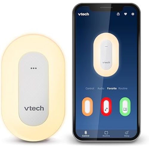VTech BC8113 V-Hush Plug Sleep Training Soother with 40 Stories/Songs/Sounds & Record Your own Voice. Bluetooth Speaker, 250+ Multi-Color Night Light, No Batteries & No Cords Required