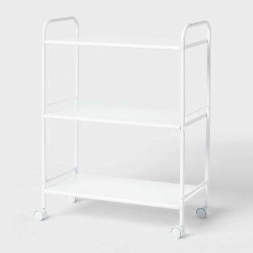 3 Shelf Wide Metal Storage Cart White - Brightroom™
