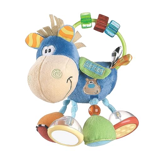 Playgro Soft Baby Toys 3-6-12 Months Developmental, 3+ Months Rattles Teething Toys for Babies, Newborn & Infant Sensory Non-Toxic Plush Baby Rattle Clip Clop Activity Gift (Blue Clip Clop)