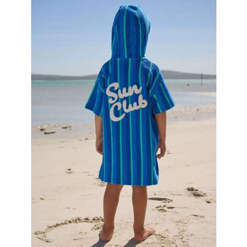 Blue/Green Stripe Towelling Zip Through Cover-Up (3mths-7yrs)