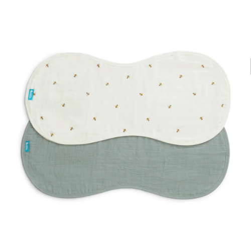 Burp Cloth 2 Pack Muslin Cream Bees