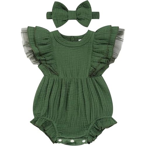 TITKKOP Ruffle Bubble Romper for Baby Girl | One-Piece Shorts Jumpsuit | Summer Outfit & Dress for Infants 0-18M