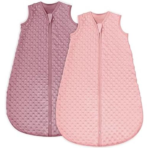 Yoofoss Fleece Baby Sleep Sack 0-6 Months with Plush Dots, TOG 1.5 Baby Wearable Blanket with 2-Way Zipper, Cotton Toddler Sleep Sack Fleece