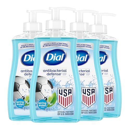 Dial Antibacterial Defense Liquid Hand Soap + Aloe, Spring Water Scent, 11 Fl Oz (Pack of 4), Dermatologist-Tested Hand Wash, Gentle Formula