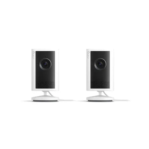 Ring Indoor Cam Plus (newest model), Home or business security, Retinal 2K for crisp, true-to-life video quality, 4x Enhanced Zoom, Low-Light Sight, 2-pack, White