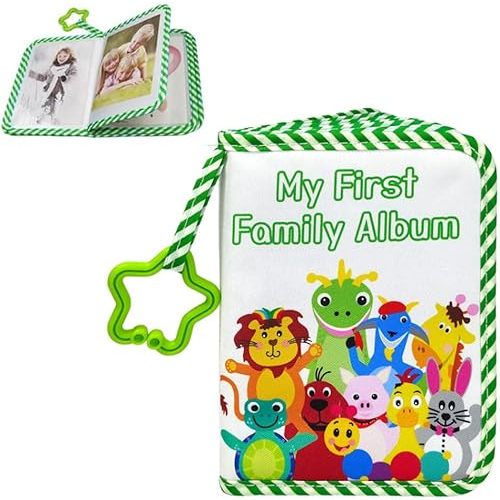 Oaygat Baby's My First Family Photo Album 17 4x6 Pictures Soft Cloth Photo Album Unisex Kids' Personalized Memory Photos Albums for Family Baby Shower Party Toddler Kid Girl